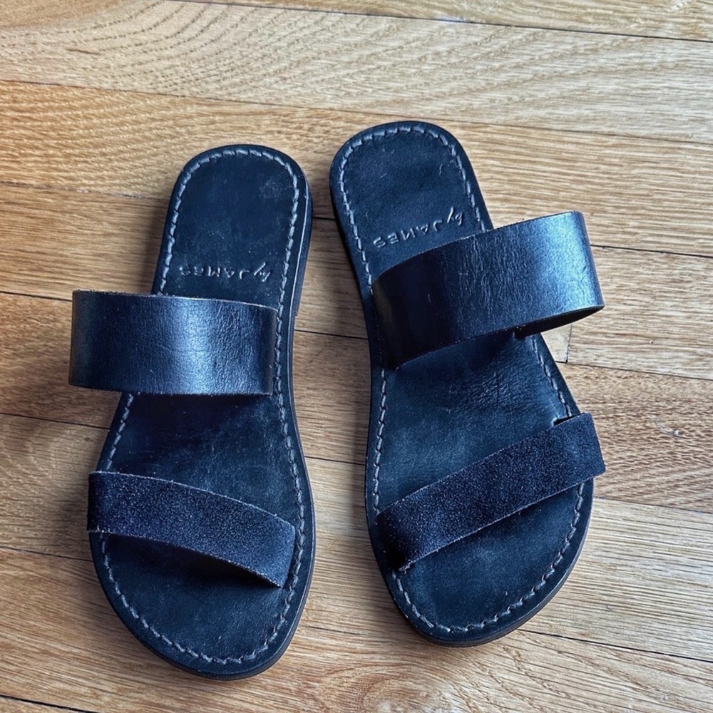 James Leather Slide Sandal